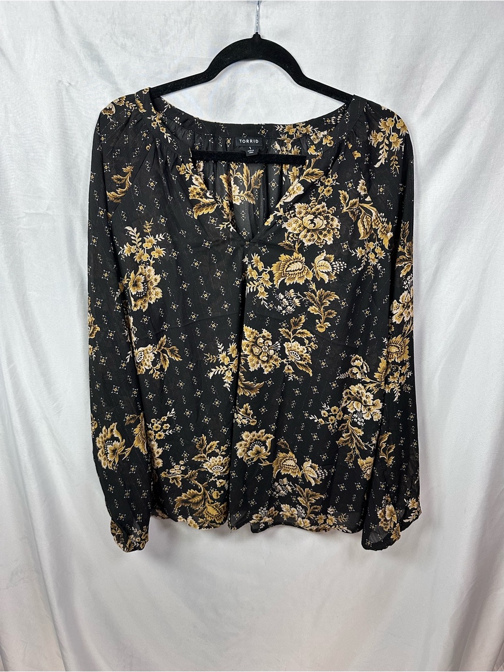 Torrid Crinkle Chiffon Sheer Lurex Peasant Blouse Size 1